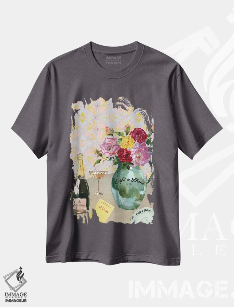 تیشرت طوسی طرح دار Café De Flore اثر آنا پائولا هوپه