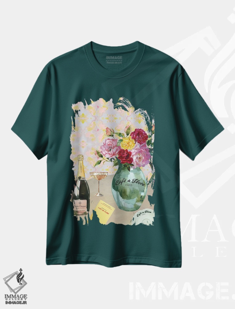 تیشرت سبز طرح دار Café De Flore اثر آنا پائولا هوپه