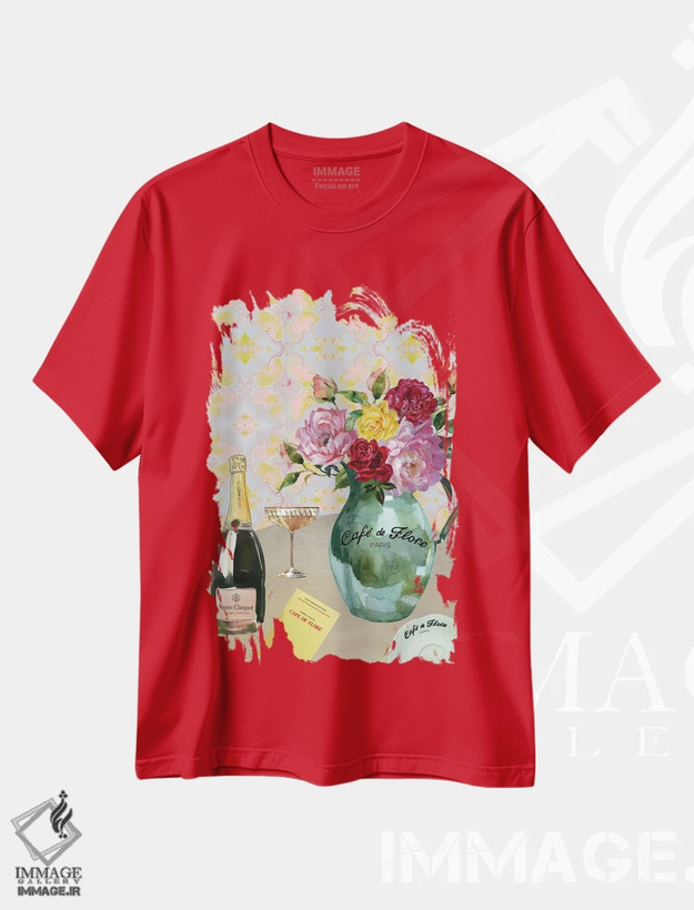 تیشرت قرمز طرح دار Café De Flore اثر آنا پائولا هوپه