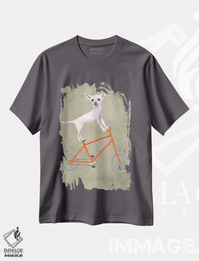 تیشرت طوسی طرح دار چی واوا روی دوچرخه اثر کوکو د پاریس