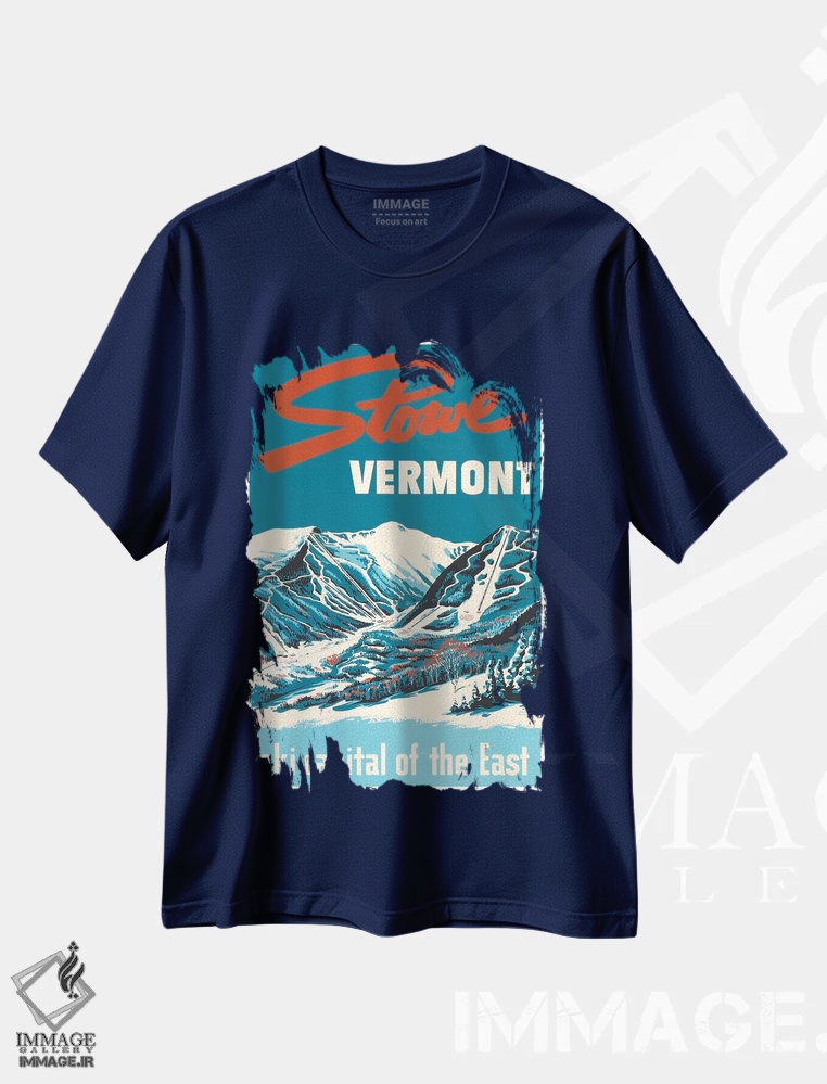 تیشرت سرمه ای طرح دار Vermont: Ski Capital Of The East,استو، ورمانت: پایتخت اسکی شرق آمریکا اثر هنرمند ناشناس