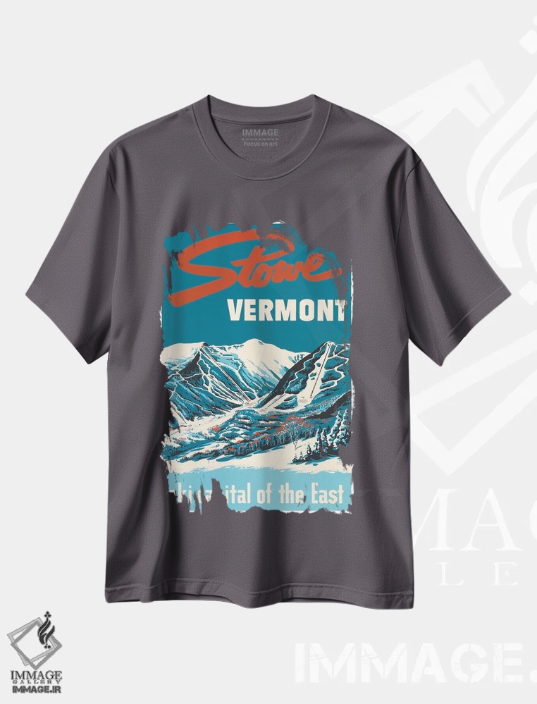 تیشرت طوسی طرح دار Vermont: Ski Capital Of The East,استو، ورمانت: پایتخت اسکی شرق آمریکا اثر هنرمند ناشناس