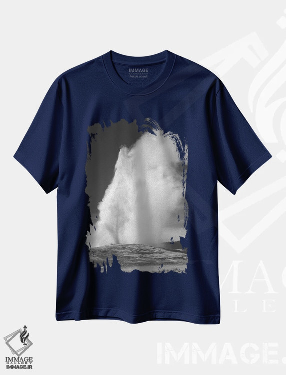 تیشرت سرمه ای طرح دار Yellowstone National Park,چشمه آبگرم اولد فِیثفول، پارک ملی یلواستون اثر انسل آدامز