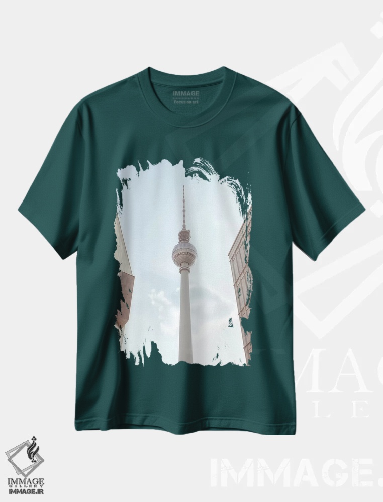 تیشرت سبز طرح دار برج تلویزیون برلین اثر امی و کورت برلین