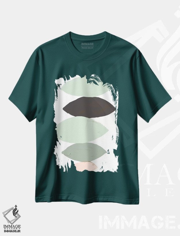 تیشرت سبز طرح دار "سنگریزه های پاستلی" اثر لِینی لورث
