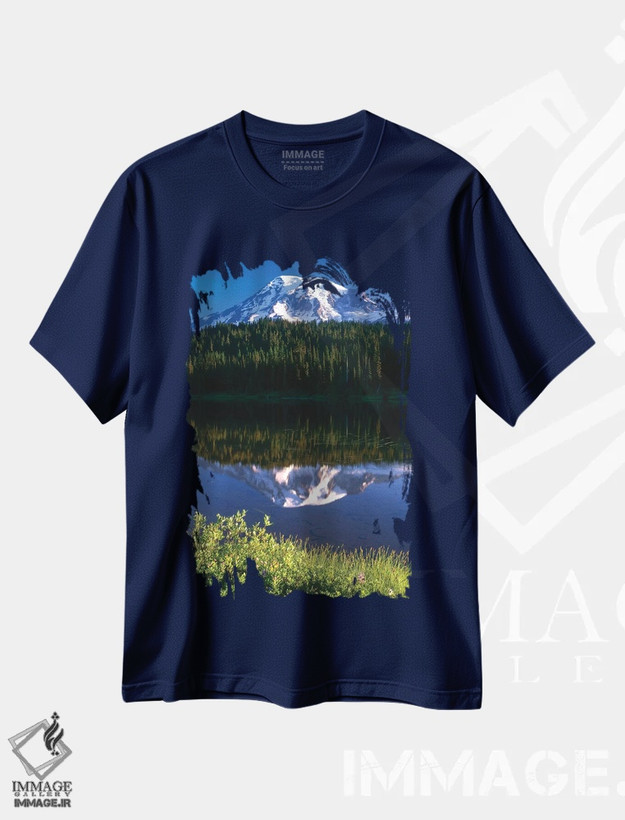 تیشرت سرمه ای طرح دار Washington, Mt. Rainier National Park. Clouds on Mt Rainier and Reflection Lake.,ایالات متحده، واشینگتن، پارک ملی کوه رینیر. ابرها بر کوه رینیر و دریاچه رفلکشن. اثر جینز گالری
