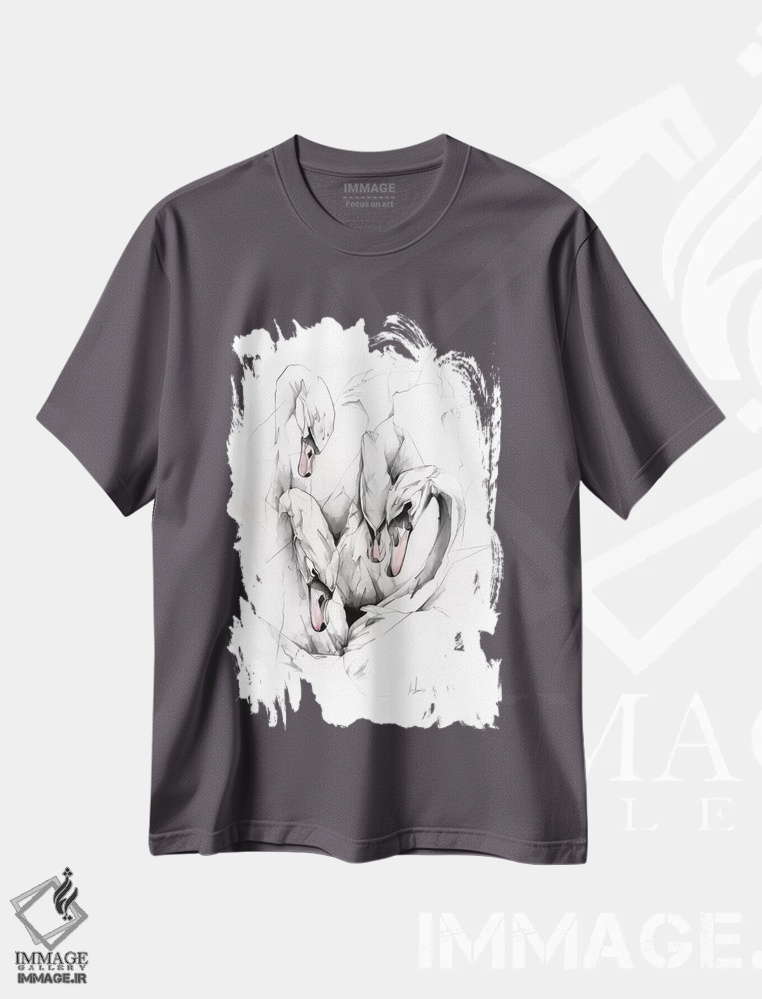 تیشرت طوسی طرح دار قوها اثر الکسیس مارکو