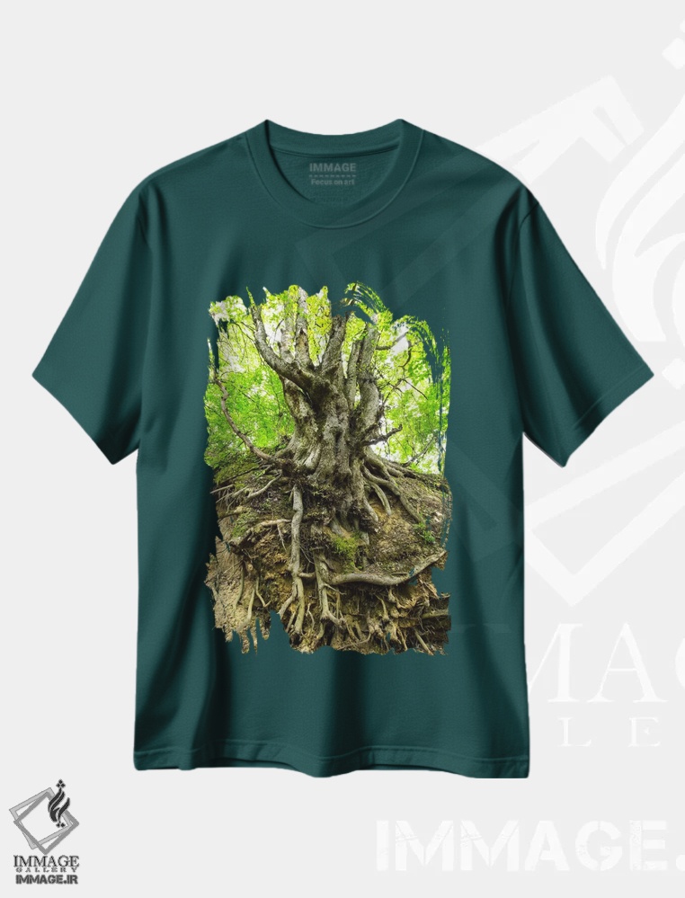 تیشرت سبز طرح دار Lubelskie, Roztocze, Old Tree,لهستان، لوبلسکی، روستوچه، درخت کهنسال اثر میکولاج گوسپودرک