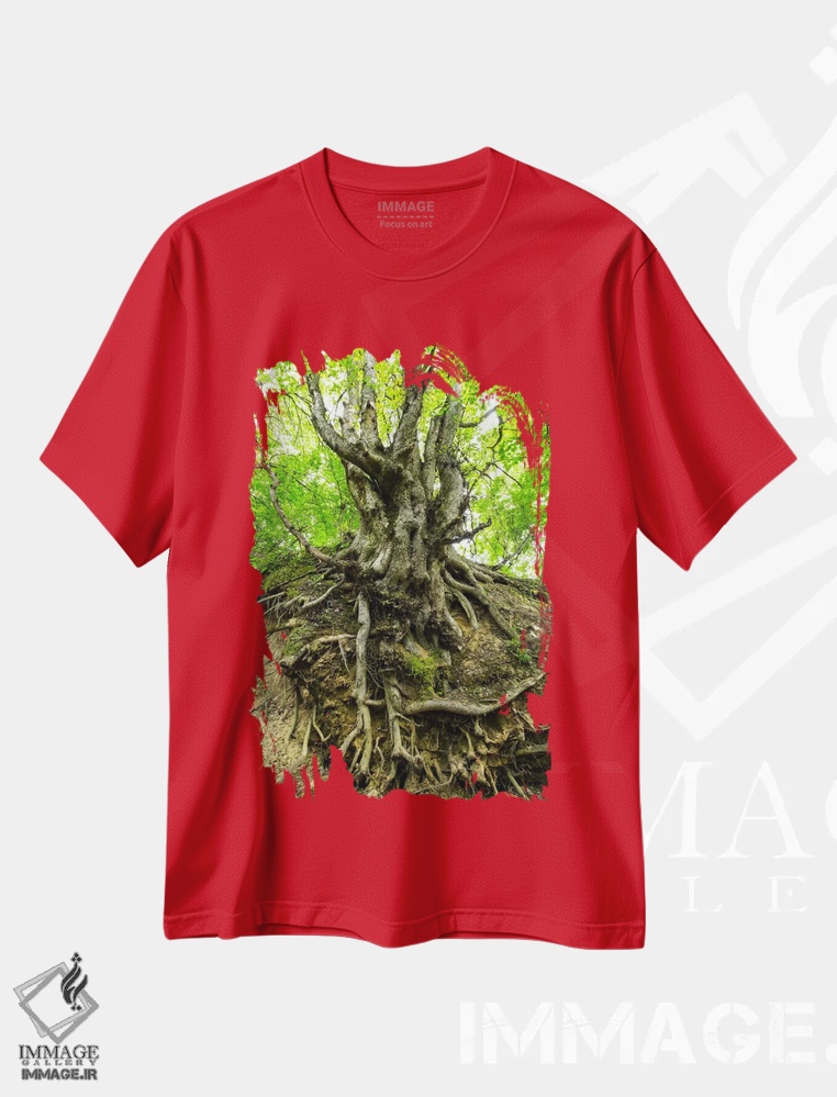 تیشرت قرمز طرح دار Lubelskie, Roztocze, Old Tree,لهستان، لوبلسکی، روستوچه، درخت کهنسال اثر میکولاج گوسپودرک