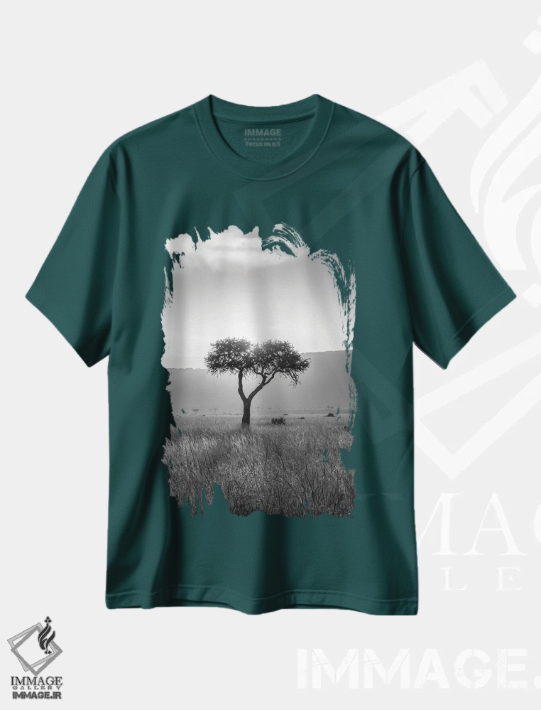 تیشرت سبز طرح دار Maasai Mara, Kenya, Africa,درخت آکاسیا، ماسایی مارا، کنیا، آفریقا اثر یان بکه
