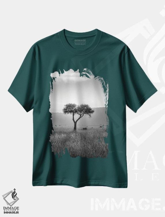 تیشرت سبز طرح دار Maasai Mara, Kenya, Africa,درخت آکاسیا، ماسایی مارا، کنیا، آفریقا اثر یان بکه