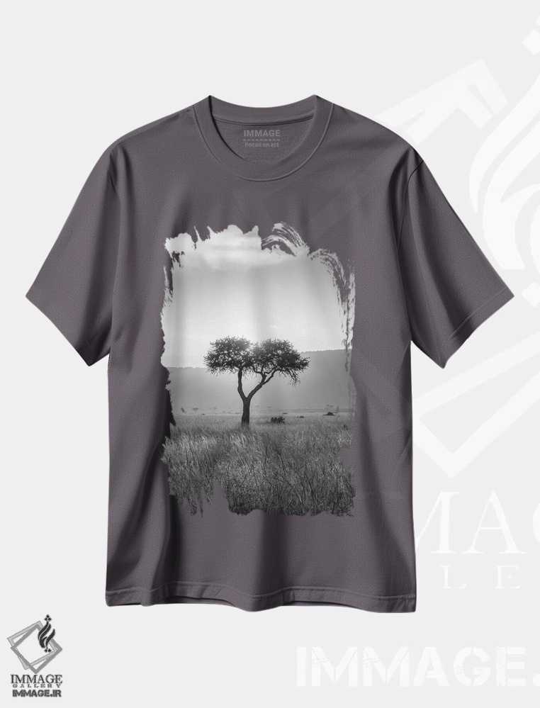 تیشرت طوسی طرح دار Maasai Mara, Kenya, Africa,درخت آکاسیا، ماسایی مارا، کنیا، آفریقا اثر یان بکه