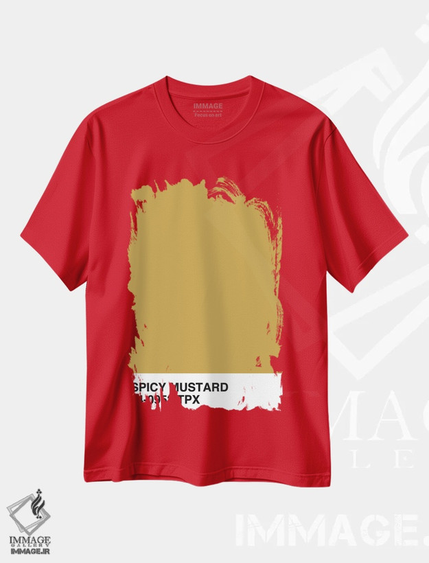 تیشرت قرمز طرح دار خردل تند -TPX اثر هانی مون هتل