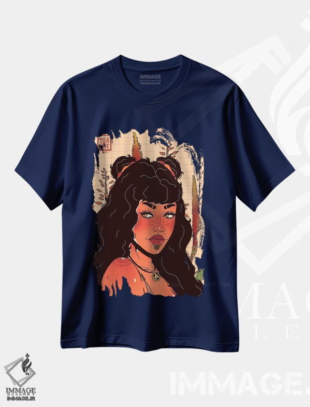 تیشرت سرمه ای طرح دار بیابان سرخ اثر علیجاه وست