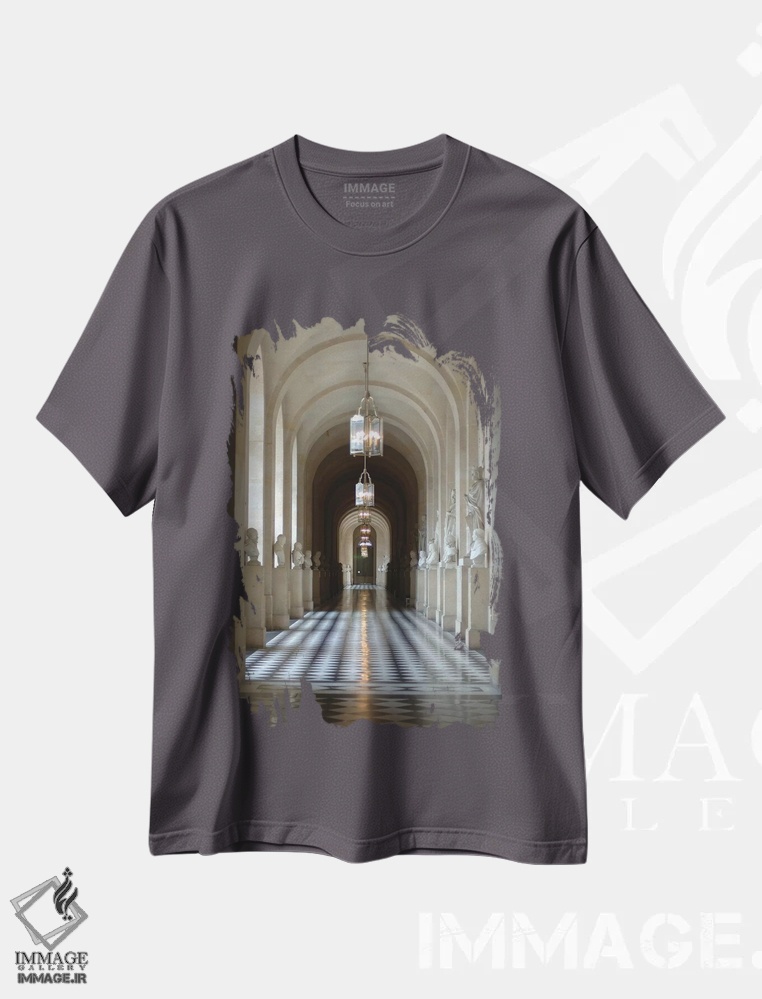تیشرت طوسی طرح دار Palace Of Versailles, Ile-de-France, France,راهروی مجسمه ها، کاخ ورسای، ایل-دو-فرانس، فرانسه اثر لیزا اس. انگلبریخت
