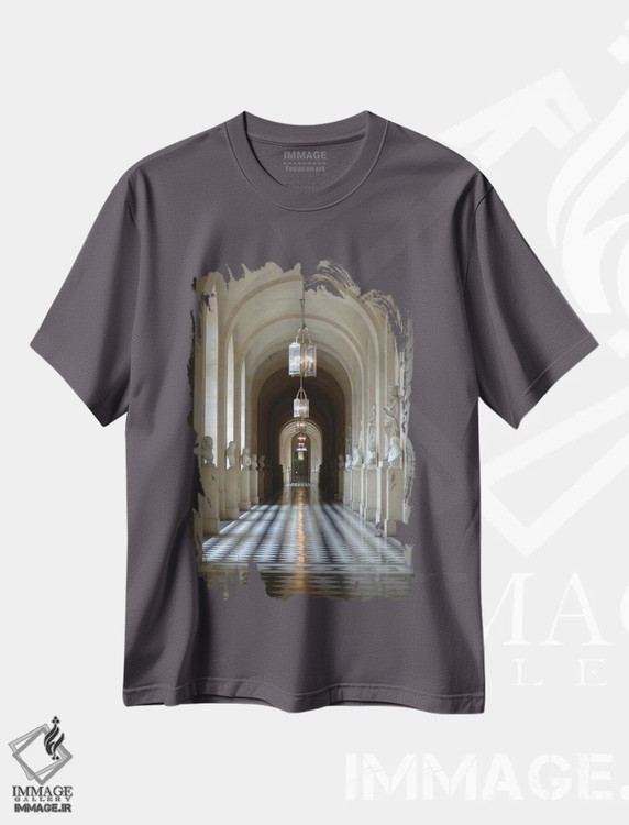 تیشرت طوسی طرح دار Palace Of Versailles, Ile-de-France, France,راهروی مجسمه ها، کاخ ورسای، ایل-دو-فرانس، فرانسه اثر لیزا اس. انگلبریخت