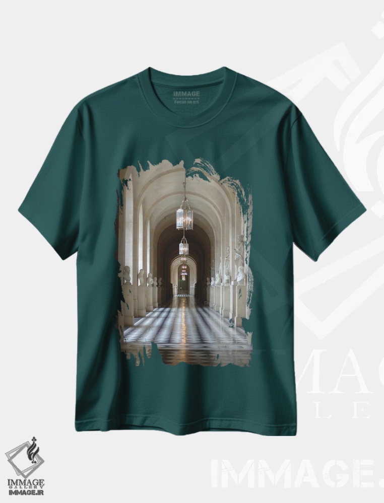 تیشرت سبز طرح دار Palace Of Versailles, Ile-de-France, France,راهروی مجسمه ها، کاخ ورسای، ایل-دو-فرانس، فرانسه اثر لیزا اس. انگلبریخت