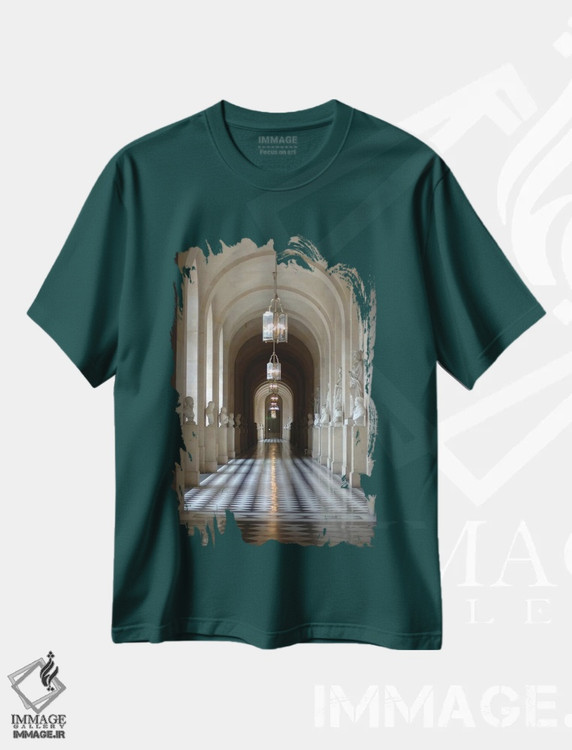 تیشرت سبز طرح دار Palace Of Versailles, Ile-de-France, France,راهروی مجسمه ها، کاخ ورسای، ایل-دو-فرانس، فرانسه اثر لیزا اس. انگلبریخت