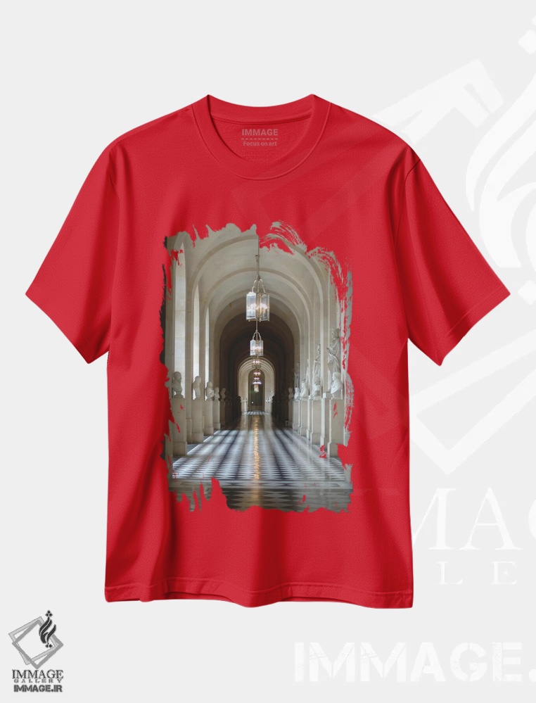 تیشرت قرمز طرح دار Palace Of Versailles, Ile-de-France, France,راهروی مجسمه ها، کاخ ورسای، ایل-دو-فرانس، فرانسه اثر لیزا اس. انگلبریخت