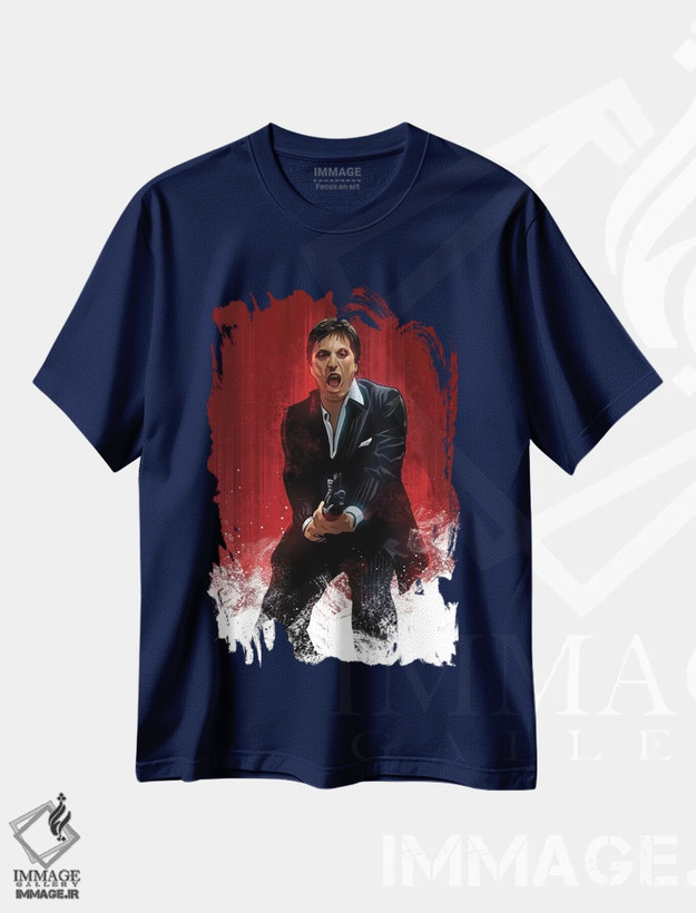 تیشرت سرمه ای طرح دار صورت زخمی اثر نیکیتا آباکوموف
