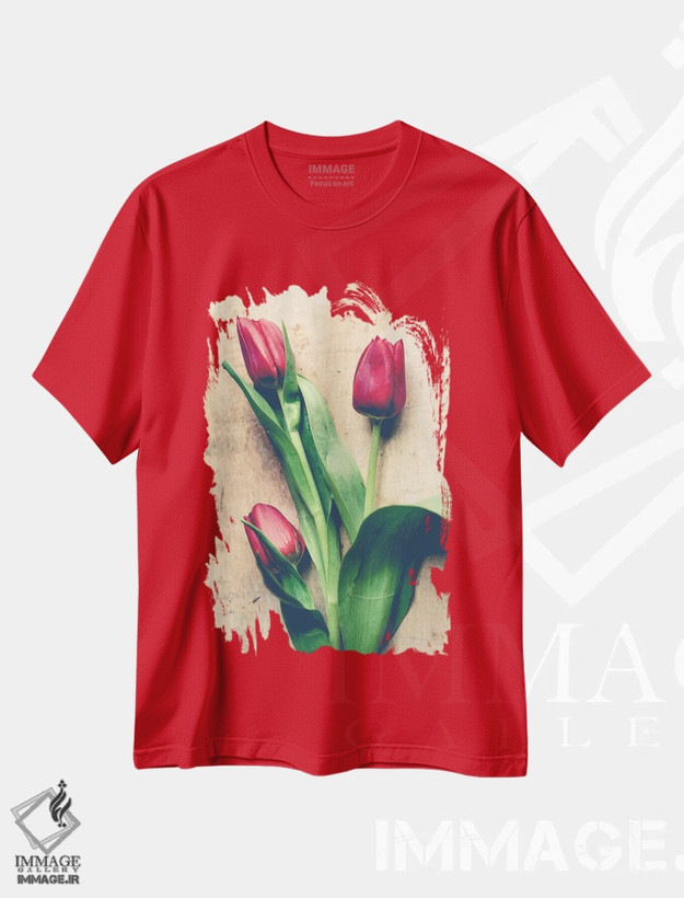 تیشرت قرمز طرح دار چیدمان خودمانی اثر اولیویا جوی سنت کلر