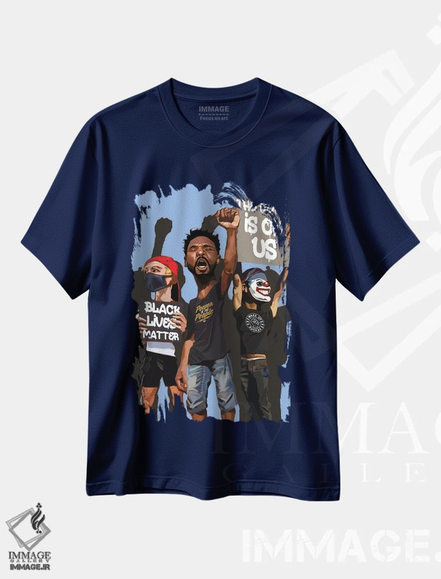 تیشرت سرمه ای طرح دار ایستادگی اثر ایوان ویلیامز