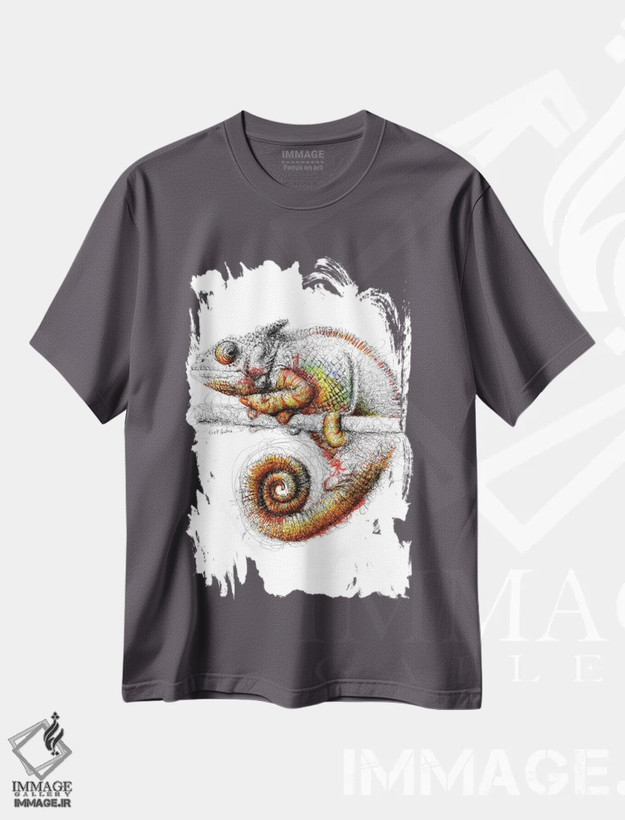 تیشرت طوسی طرح دار آفتاب پرست اثر ریک سنتنو
