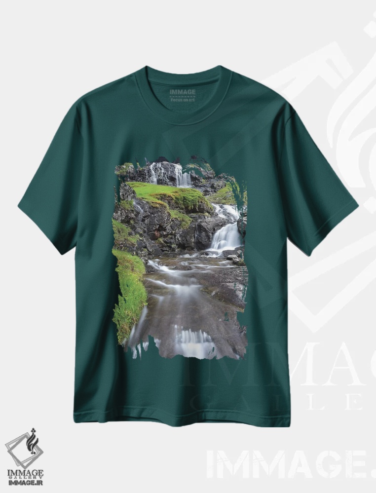 تیشرت سبز طرح منظره ,Faroe Islands,دره ساکسون، جزایر فارو، دانمارک اثر مارتین زویک