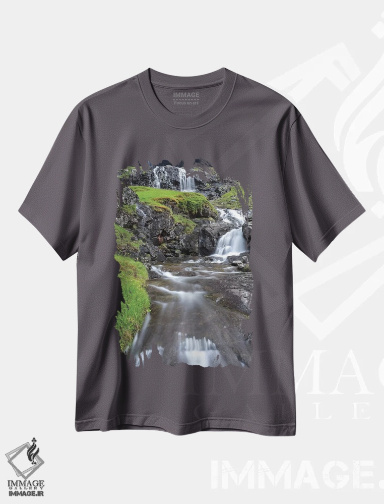 تیشرت طوسی طرح منظره ,Faroe Islands,دره ساکسون، جزایر فارو، دانمارک اثر مارتین زویک