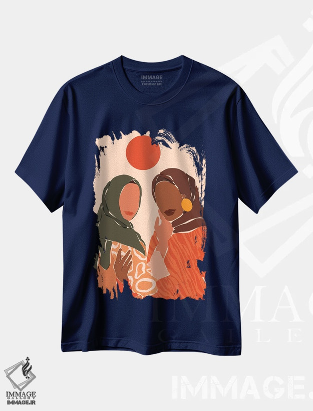 تیشرت سرمه ای طرح دار تابش آفتاب اثر دومونیک براون