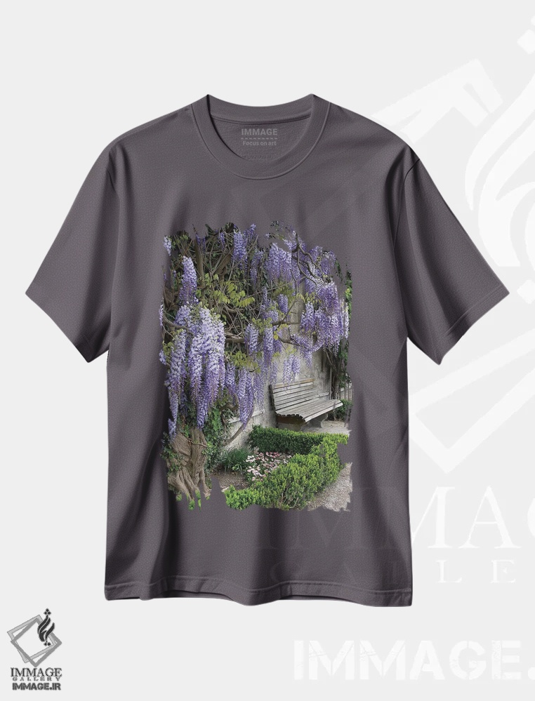 تیشرت طوسی طرح دار Austria, Salzburg Stadt, Salzburg, Wisteria In Mirabell Garden,اروپا، اتریش، شهر زالتسبورگ، زالتسبورگ، ویستریا در باغ میرابل اثر لیزا اس. انگلبریخت