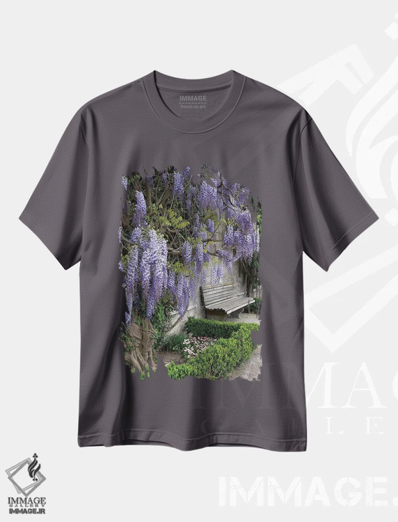 تیشرت طوسی طرح دار Austria, Salzburg Stadt, Salzburg, Wisteria In Mirabell Garden,اروپا، اتریش، شهر زالتسبورگ، زالتسبورگ، ویستریا در باغ میرابل اثر لیزا اس. انگلبریخت