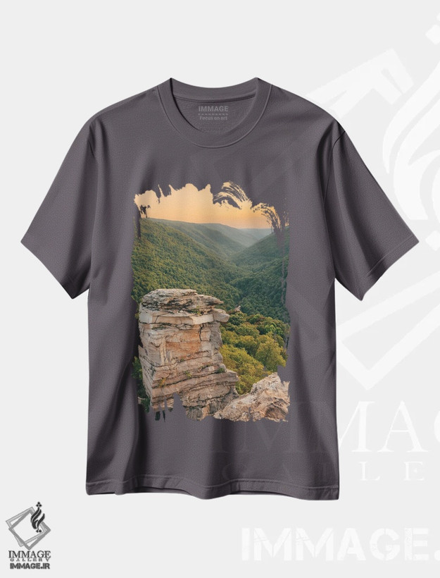تیشرت طوسی طرح دار Blackwater Falls I,غروب نقطه ی لیندی، آبشار بلک واتر I اثر جان بیلوس