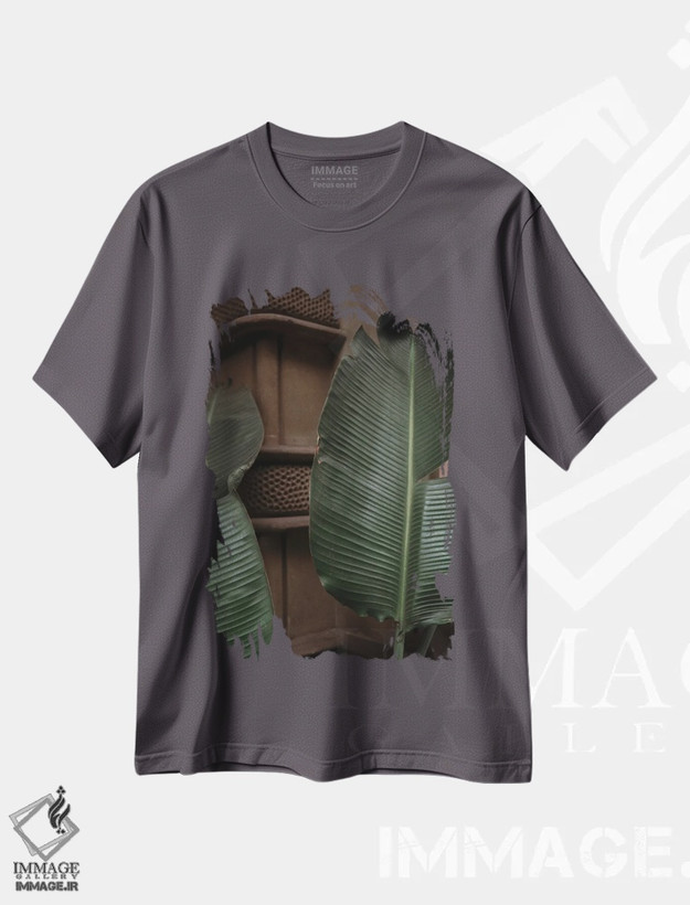 تیشرت طوسی طرح دار گیاهی اثر سباستین هیلگتاگ