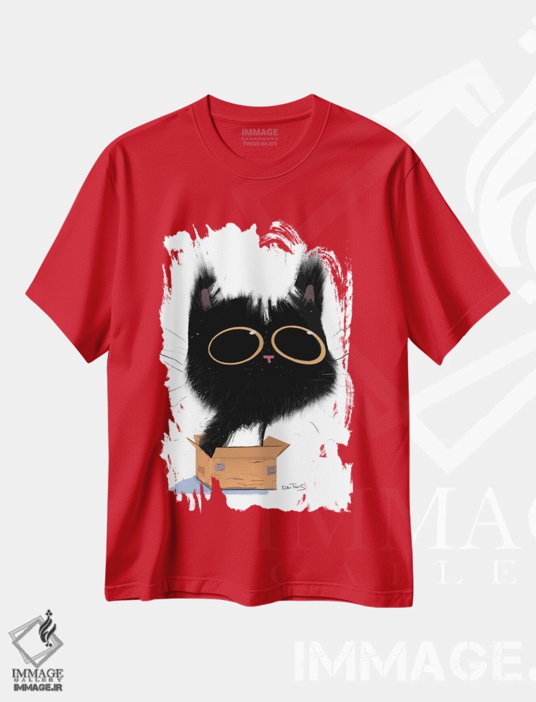 تیشرت قرمز طرح دار گربه در جعبه اثر دن تاویس