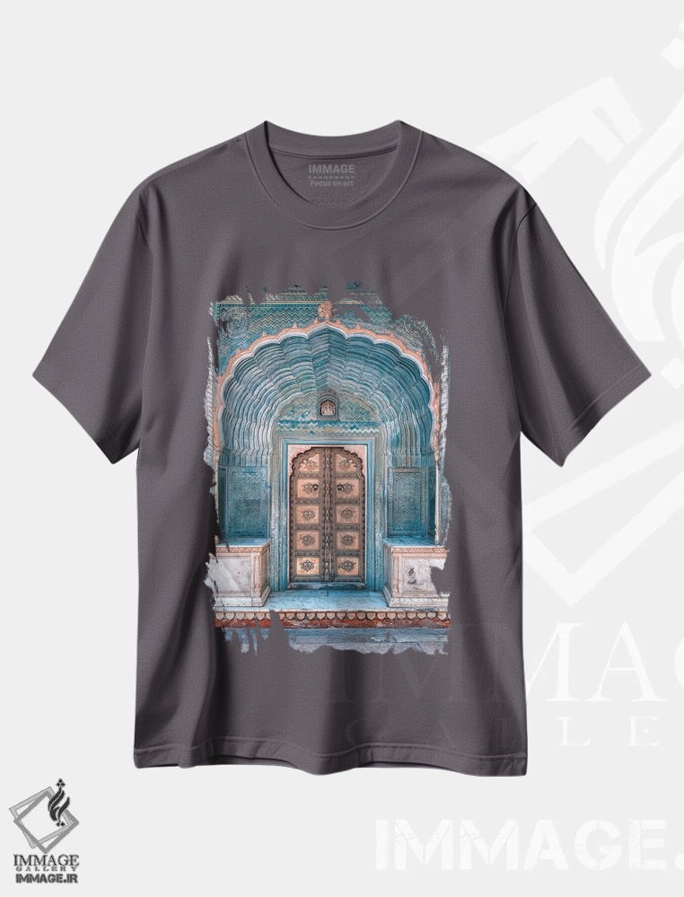 تیشرت طوسی طرح دار معماری راجستان اثر مانجیک پیکچرز