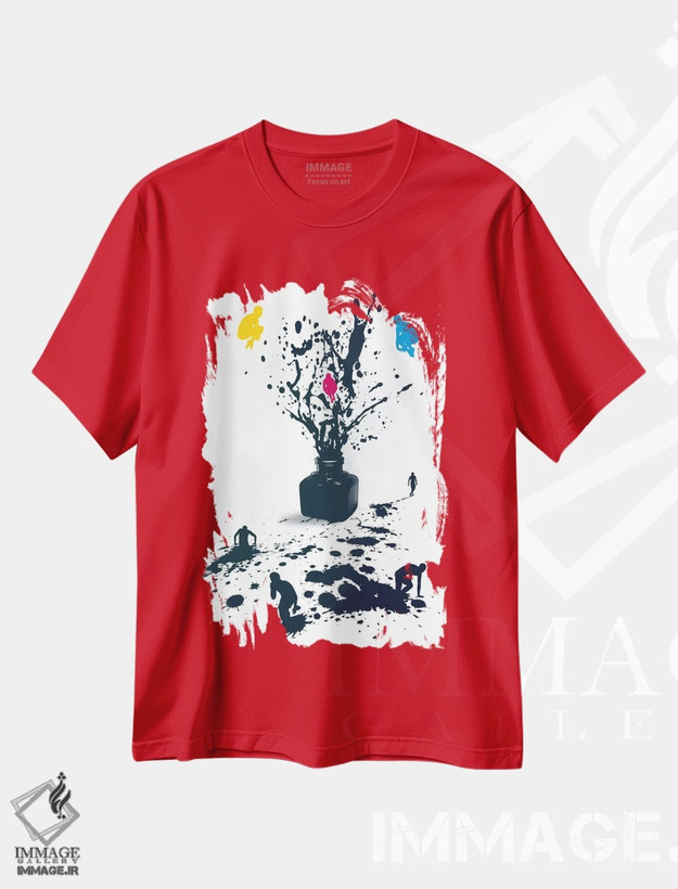 تیشرت قرمز طرح دار خالکوبی شده اثر راب دابی