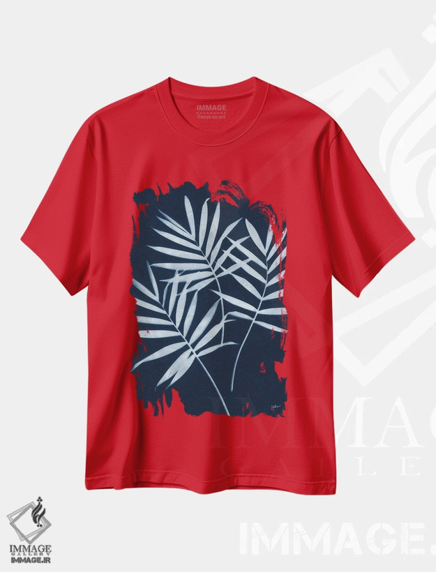 تیشرت قرمز طرح دار نخل نیلی اثر جولی نورکوس