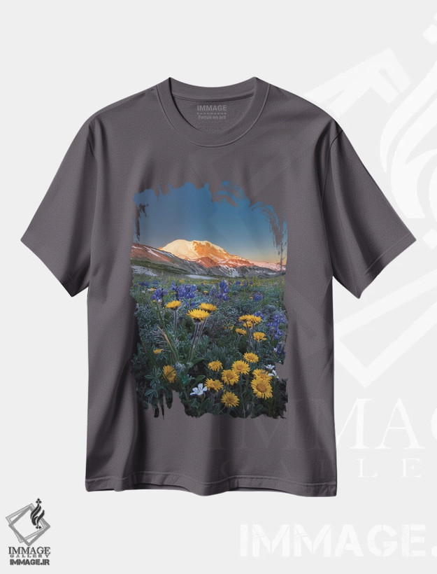 تیشرت طوسی طرح دار Tolmie's Saxifrage and Alpine Golden Daisy,گل های وحشی آلپی: لوپین کوتوله، ساق سنگی تولمی و گل داوودی آلپی، واشنگتن اثر گری لوهِم