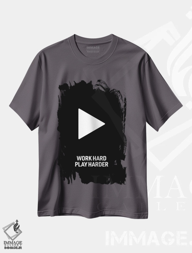 تیشرت طوسی طرح دار Play Harder,سخت کار کن، سخت تر بازی کن اثر آوی سیکس