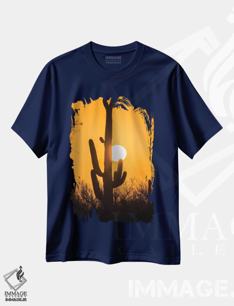 تیشرت سرمه ای طرح دار Arizona, Saguaro National Park. Saguaro cactus at sunset.,آمریکا، آریزونا، پارک ملی ساگوارو. کاکتوس ساگوارو در غروب اثر جینز گالری