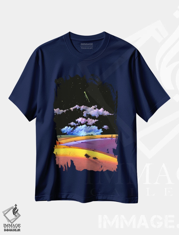 تیشرت سرمه ای طرح هنری ,هملت و پیام آور اثر لاورنس لی