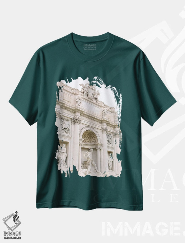 تیشرت سبز طرح دار Rome, Italy,فواره تروی شماره رم، ایتالیا اثر لاولی لیتل هوم کو