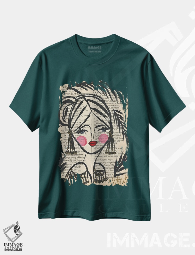 تیشرت سبز طرح دار درخشش فروزان اثر برندا بوش
