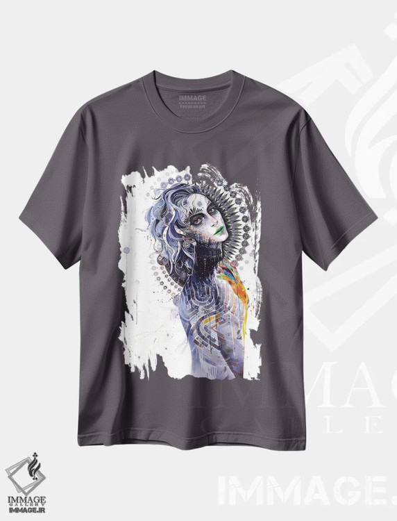 تیشرت طوسی طرح هنری ,ایمان اثر مینجه لی