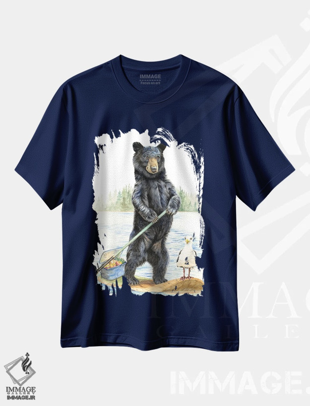 تیشرت سرمه ای طرح دار راهزنان ساحل اثر هالی سیمنتال