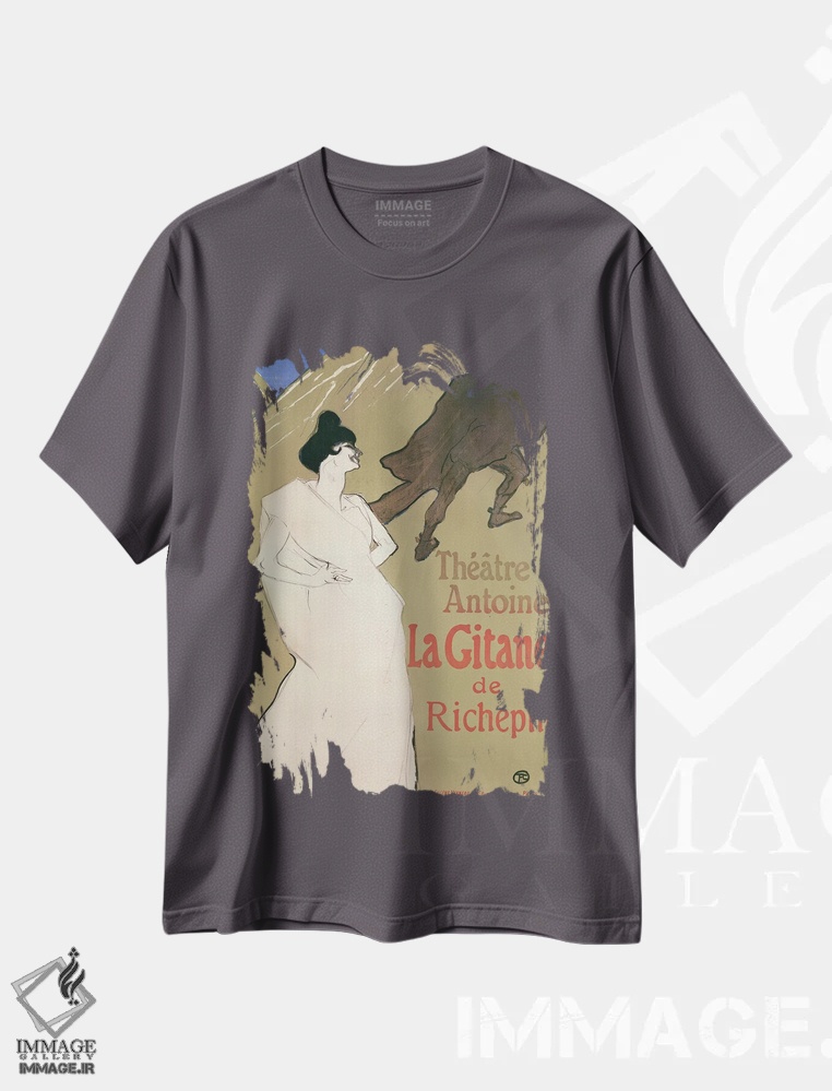 تیشرت طوسی طرح دار Richepin'S The Gitane , 1900,تئاتر آنتوان، نمایش "ژیپسی" اثر ریشپن، ۱۹۰۰ اثر آنری دو تولوز-لوترک