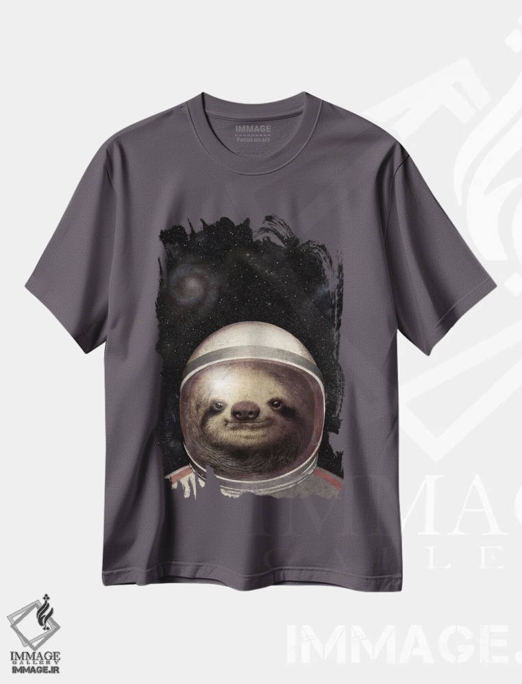 تیشرت طوسی طرح دار تنبل فضایی اثر اریک فن