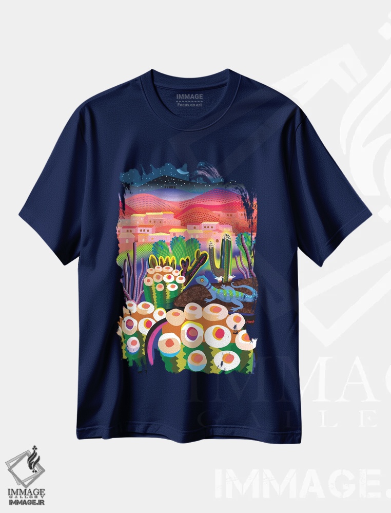تیشرت سرمه ای طرح دار شب دره شگفتی اثر چارلز هارکر