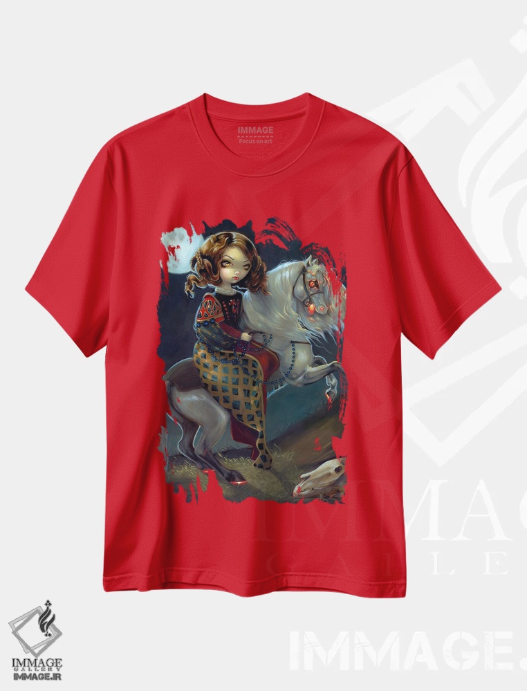 تیشرت قرمز طرح دار خون آشام ها شب هنگام سواره اثر جزمین بکِت-گریفیت